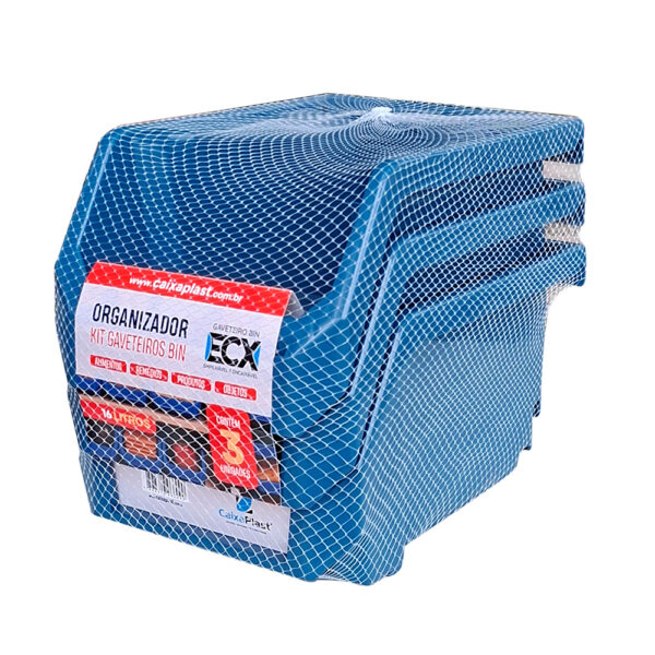 Kit com 3 Gaveteiros Plásticos Bin ECX 16 Litros - Imagem 3