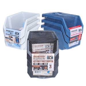 Kit com 3 Organizadores Plásticos Bin ECX 4 litros