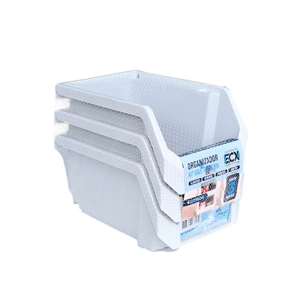 Kit com 3 Organizadores Plásticos Bin ECX 4 litros - Imagem 4